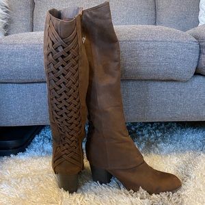 Fergalicious Tall Brown Lace Up Boots Heel